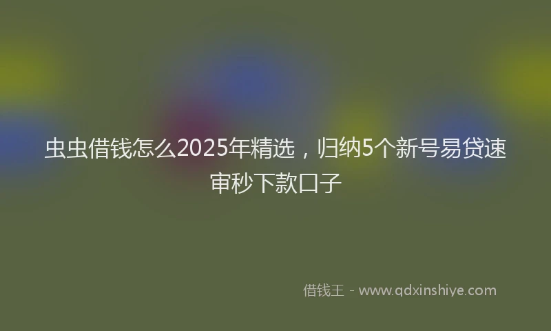 虫虫借钱怎么2025年精选，归纳5个新号易贷速审秒下款口子