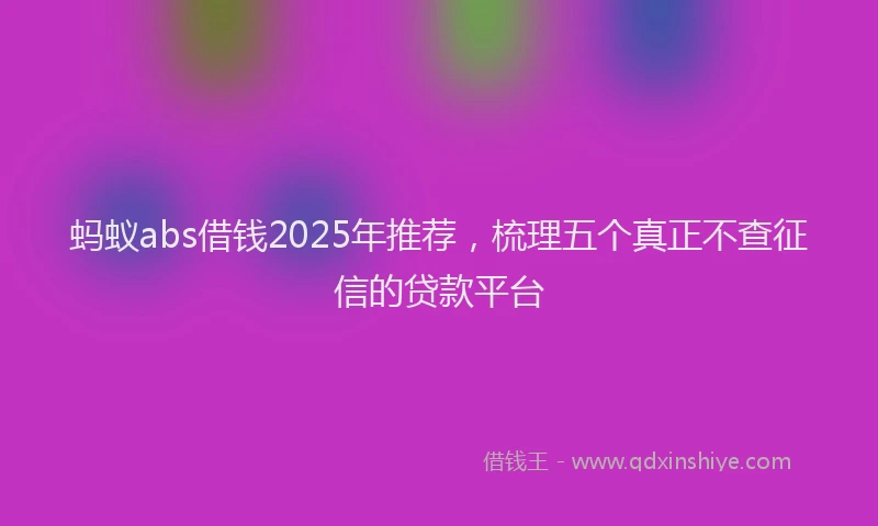 蚂蚁abs借钱2025年推荐，梳理五个真正不查征信的贷款平台