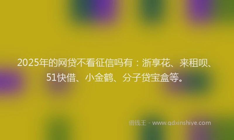 2025年的网贷不看征信吗有：浙享花、来租呗、51快借、小金鹤、分子贷宝盒等。