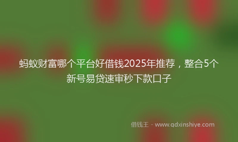 蚂蚁财富哪个平台好借钱2025年推荐，整合5个新号易贷速审秒下款口子