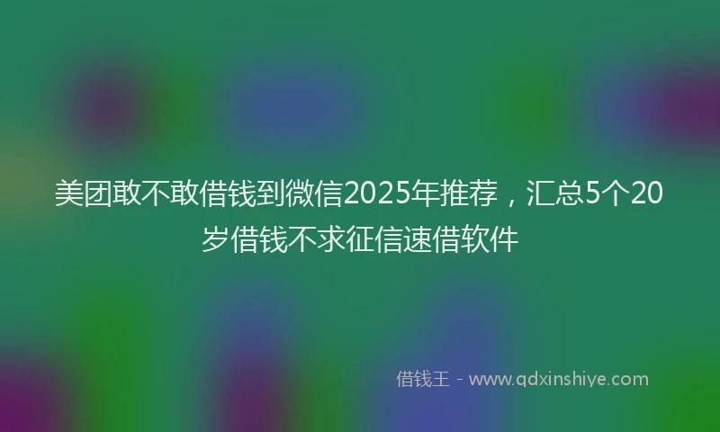 美团敢不敢借钱到微信2025年推荐，汇总5个20岁借钱不求征信速借软件