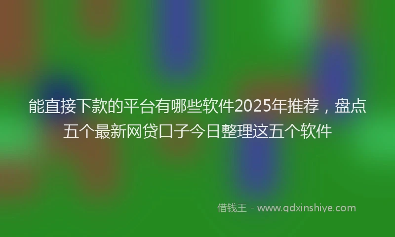 能直接下款的平台有哪些软件2025年推荐，盘点五个最新网贷口子今日整理这五个软件
