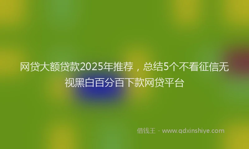 网贷大额贷款2025年推荐，总结5个不看征信无视黑白百分百下款网贷平台
