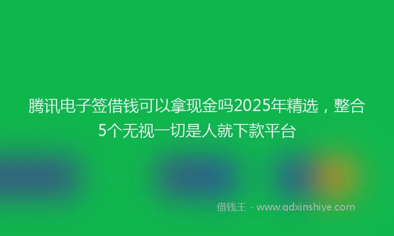 腾讯电子签借钱可以拿现金吗2025年精选，整合5个无视一切是人就下款平台