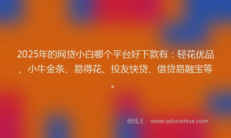 2025年的网贷小白哪个平台好下款有：轻花优品、小牛金条、易得花、投友快贷、借贷易融宝等。