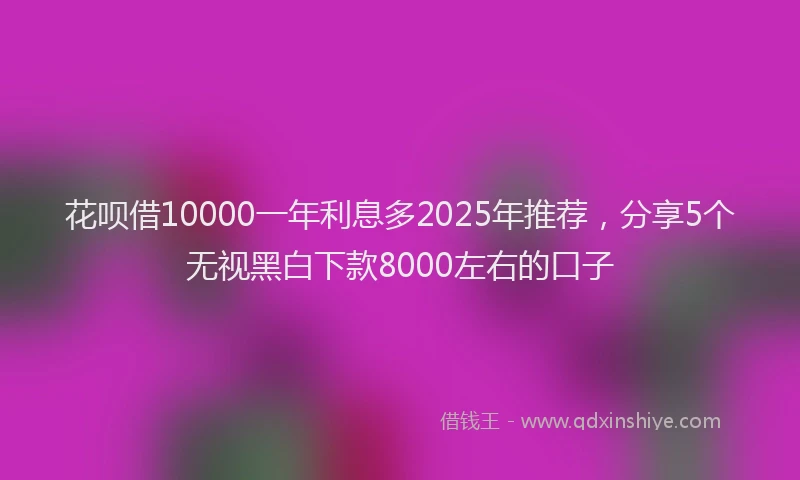 花呗借10000一年利息多2025年推荐，分享5个无视黑白下款8000左右的口子
