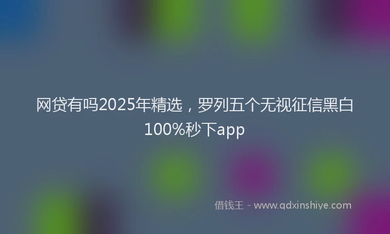 网贷有吗2025年精选，罗列五个无视征信黑白100%秒下app
