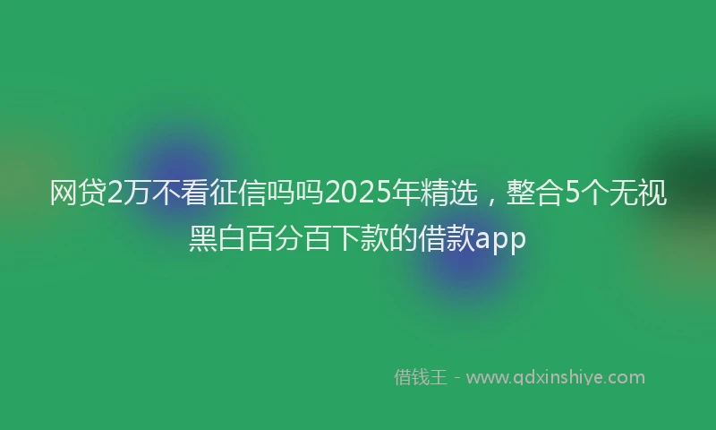 网贷2万不看征信吗吗2025年精选，整合5个无视黑白百分百下款的借款app