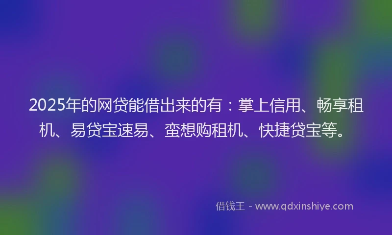 2025年的网贷能借出来的有：掌上信用、畅享租机、易贷宝速易、蛮想购租机、快捷贷宝等。