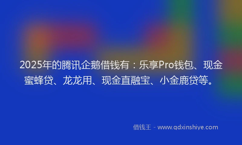 2025年的腾讯企鹅借钱有：乐享Pro钱包、现金蜜蜂贷、龙龙用、现金直融宝、小金鹿贷等。