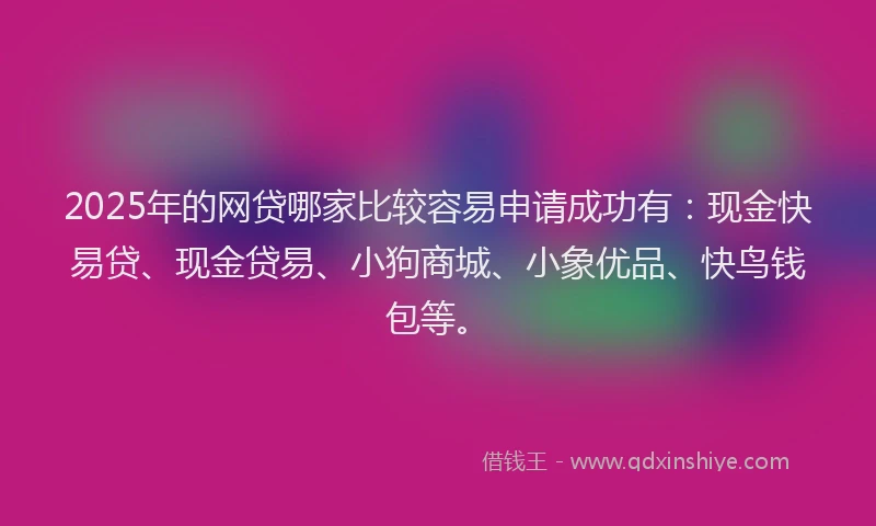 2025年的网贷哪家比较容易申请成功有：现金快易贷、现金贷易、小狗商城、小象优品、快鸟钱包等。