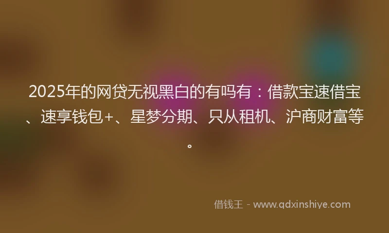 2025年的网贷无视黑白的有吗有：借款宝速借宝、速享钱包+、星梦分期、只从租机、沪商财富等。