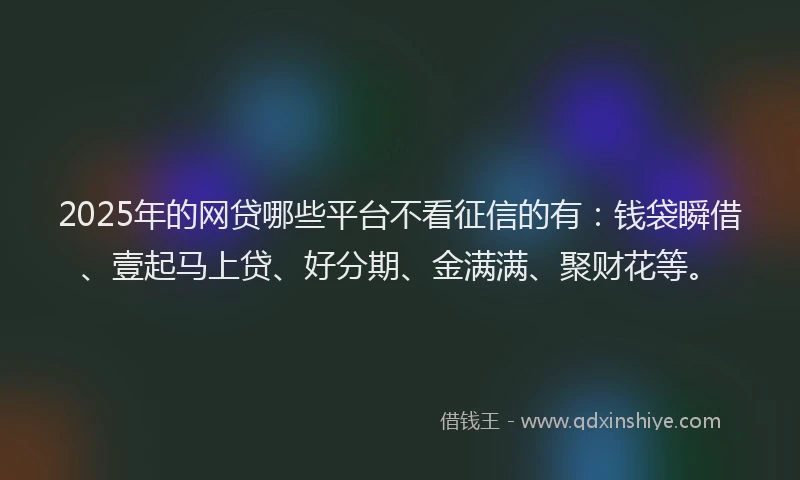 2025年的网贷哪些平台不看征信的有：钱袋瞬借、壹起马上贷、好分期、金满满、聚财花等。