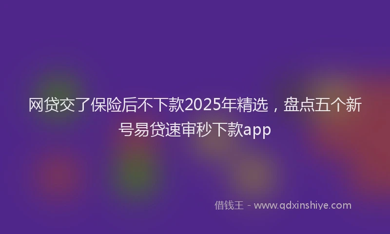 网贷交了保险后不下款2025年精选，盘点五个新号易贷速审秒下款app