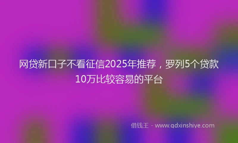 网贷新口子不看征信2025年推荐，罗列5个贷款10万比较容易的平台