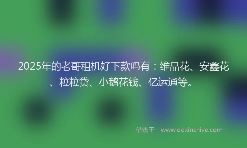 2025年的老哥租机好下款吗有：维品花、安鑫花、粒粒贷、小鹅花钱、亿运通等。