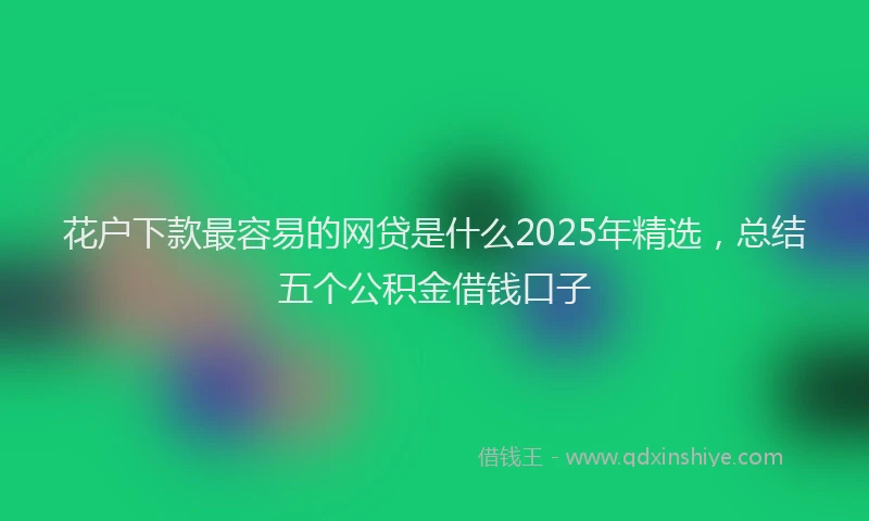 花户下款最容易的网贷是什么2025年精选，总结五个公积金借钱口子