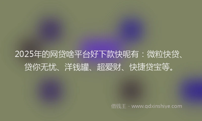 2025年的网贷啥平台好下款快呢有：微粒快贷、贷你无忧、洋钱罐、超爱财、快捷贷宝等。