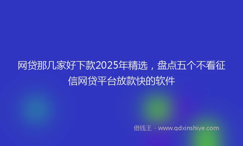 网贷那几家好下款2025年精选，盘点五个不看征信网贷平台放款快的软件
