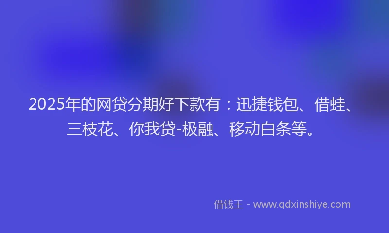 2025年的网贷分期好下款有：迅捷钱包、借蛙、三枝花、你我贷-极融、移动白条等。