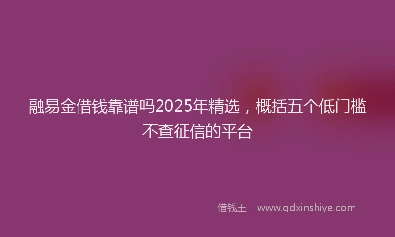 融易金借钱靠谱吗2025年精选，概括五个低门槛不查征信的平台