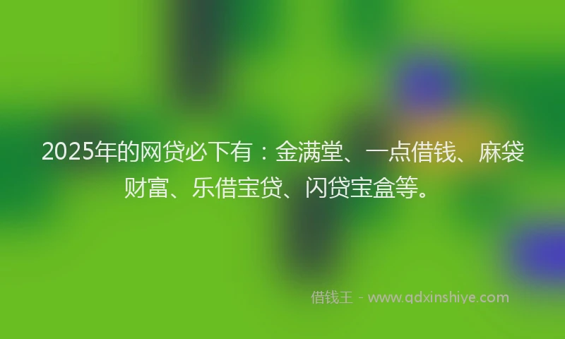 2025年的网贷必下有：金满堂、一点借钱、麻袋财富、乐借宝贷、闪贷宝盒等。