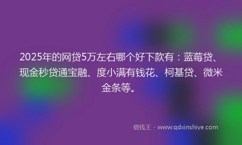 2025年的网贷5万左右哪个好下款有：蓝莓贷、现金秒贷通宝融、度小满有钱花、柯基贷、微米金条等。