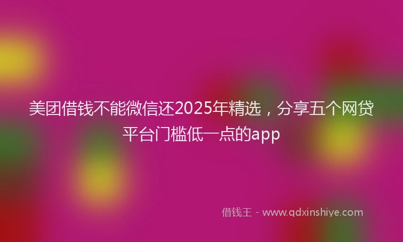 美团借钱不能微信还2025年精选，分享五个网贷平台门槛低一点的app