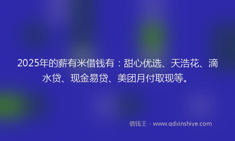 2025年的薪有米借钱有：甜心优选、天浩花、滴水贷、现金易贷、美团月付取现等。