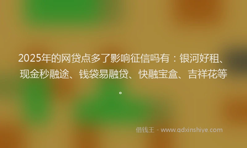 2025年的网贷点多了影响征信吗有：银河好租、现金秒融途、钱袋易融贷、快融宝盒、吉祥花等。