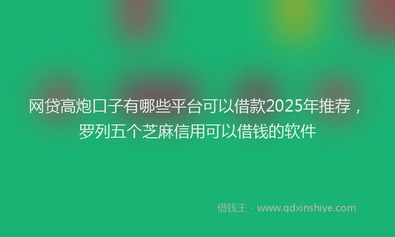 网贷高炮口子有哪些平台可以借款2025年推荐，罗列五个芝麻信用可以借钱的软件