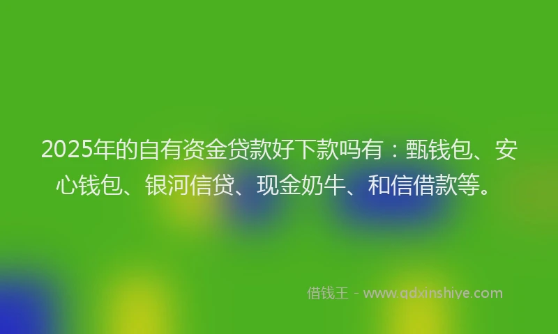 2025年的自有资金贷款好下款吗有：甄钱包、安心钱包、银河信贷、现金奶牛、和信借款等。