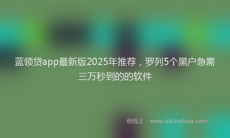 蓝领贷app最新版2025年推荐，罗列5个黑户急需三万秒到的的软件
