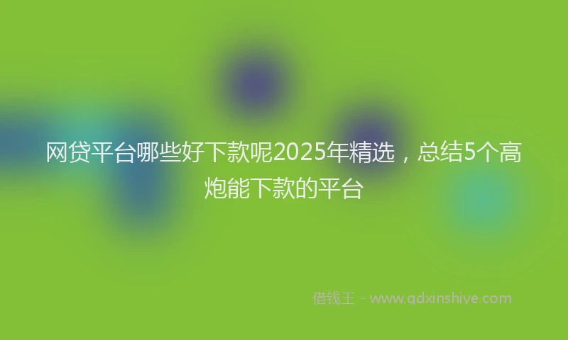 网贷平台哪些好下款呢2025年精选，总结5个高炮能下款的平台