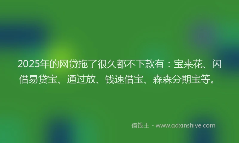 2025年的网贷拖了很久都不下款有：宝来花、闪借易贷宝、通过放、钱速借宝、森森分期宝等。