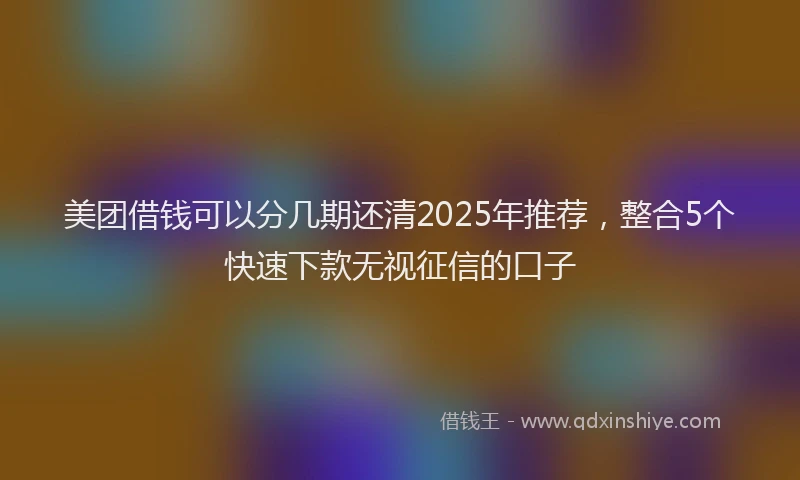美团借钱可以分几期还清2025年推荐，整合5个快速下款无视征信的口子