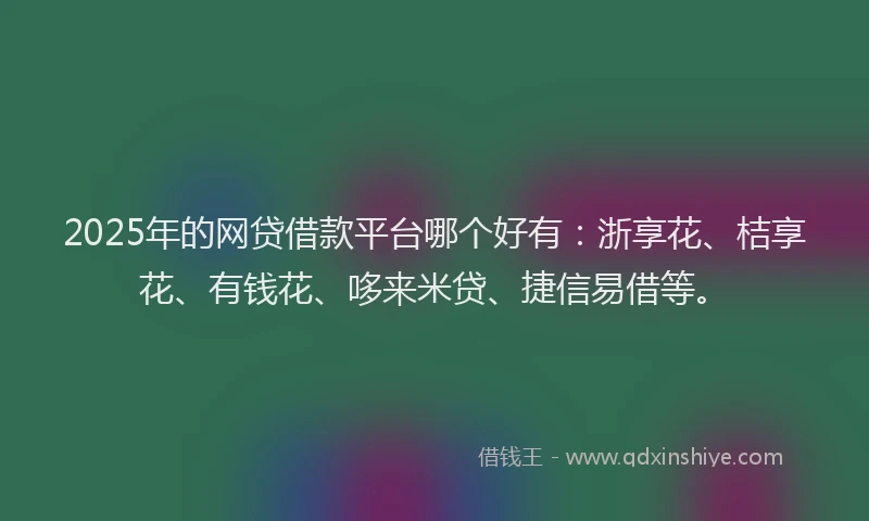 2025年的网贷借款平台哪个好有：浙享花、桔享花、有钱花、哆来米贷、捷信易借等。
