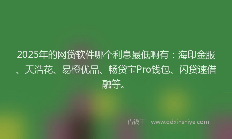 2025年的网贷软件哪个利息最低啊有：海印金服、天浩花、易橙优品、畅贷宝Pro钱包、闪贷速借融等。