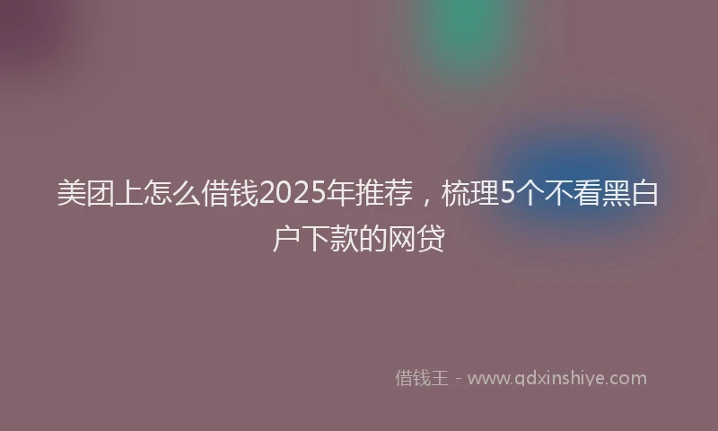 美团上怎么借钱2025年推荐，梳理5个不看黑白户下款的网贷