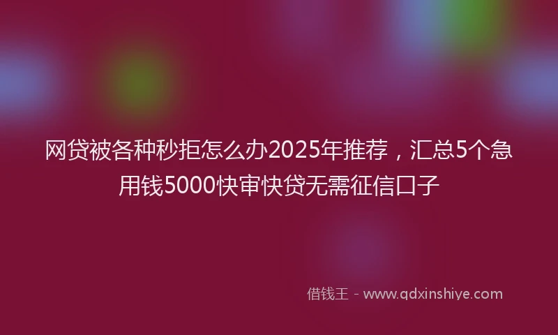 网贷被各种秒拒怎么办2025年推荐，汇总5个急用钱5000快审快贷无需征信口子