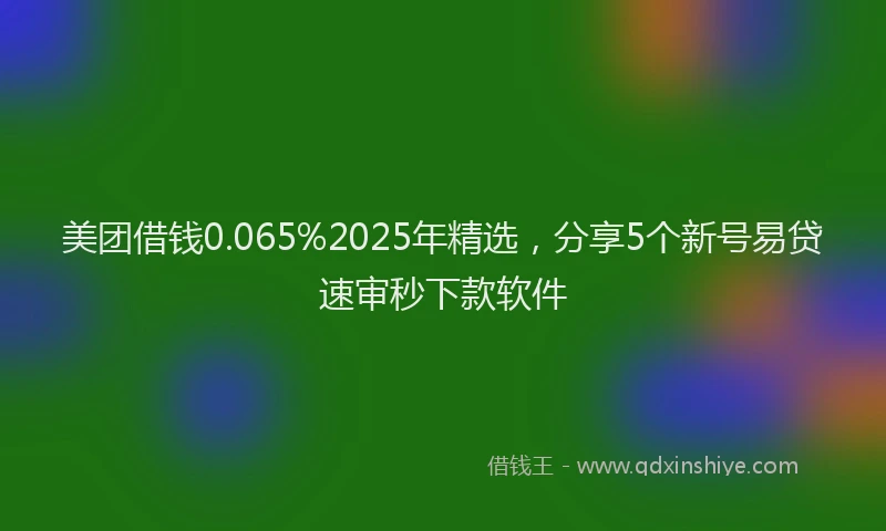 美团借钱0.065%2025年精选，分享5个新号易贷速审秒下款软件