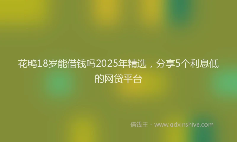 花鸭18岁能借钱吗2025年精选，分享5个利息低的网贷平台