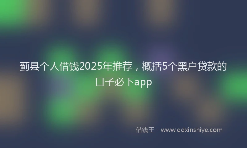 蓟县个人借钱2025年推荐，概括5个黑户贷款的口子必下app