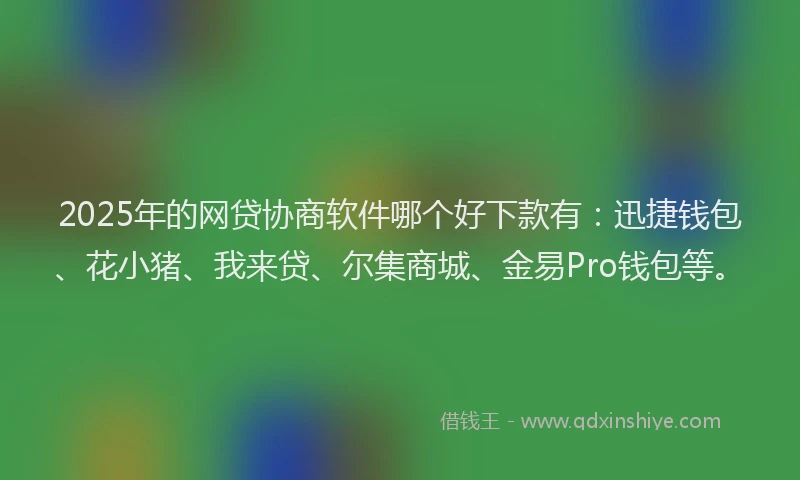 2025年的网贷协商软件哪个好下款有：迅捷钱包、花小猪、我来贷、尔集商城、金易Pro钱包等。