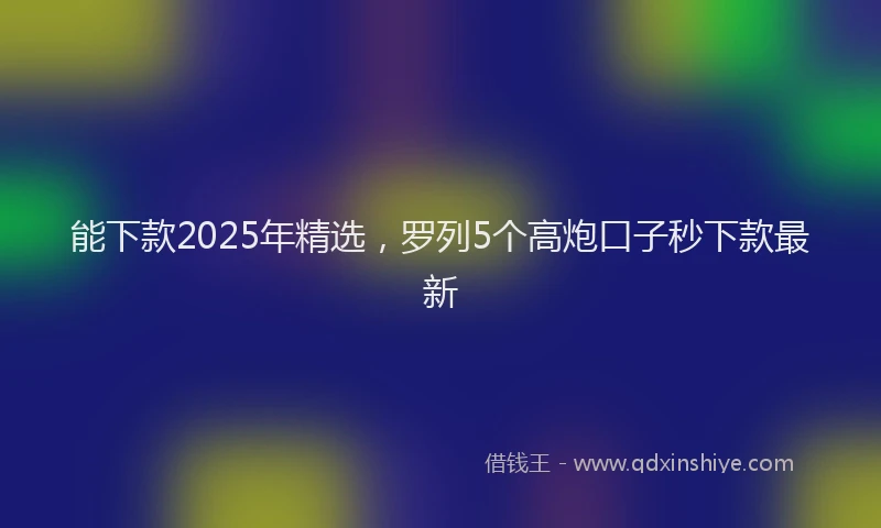 能下款2025年精选，罗列5个高炮口子秒下款最新