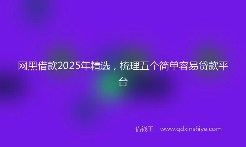 网黑借款2025年精选，梳理五个简单容易贷款平台