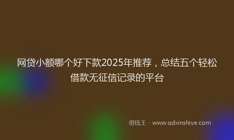 网贷小额哪个好下款2025年推荐，总结五个轻松借款无征信记录的平台