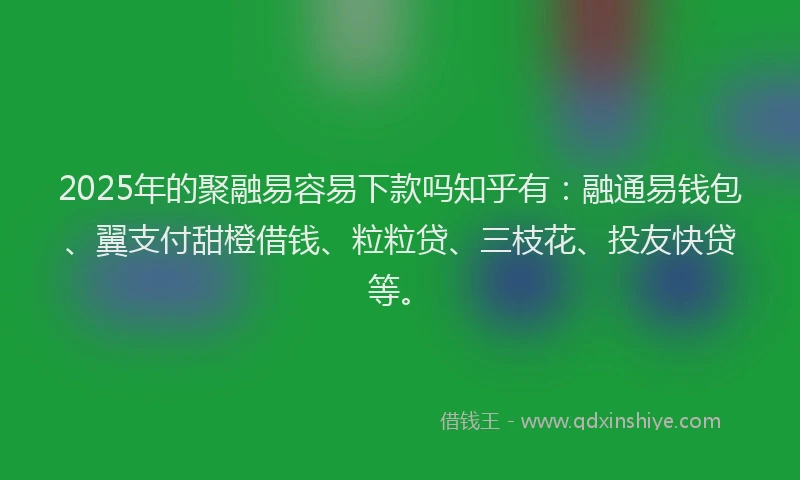 2025年的聚融易容易下款吗知乎有：融通易钱包、翼支付甜橙借钱、粒粒贷、三枝花、投友快贷等。
