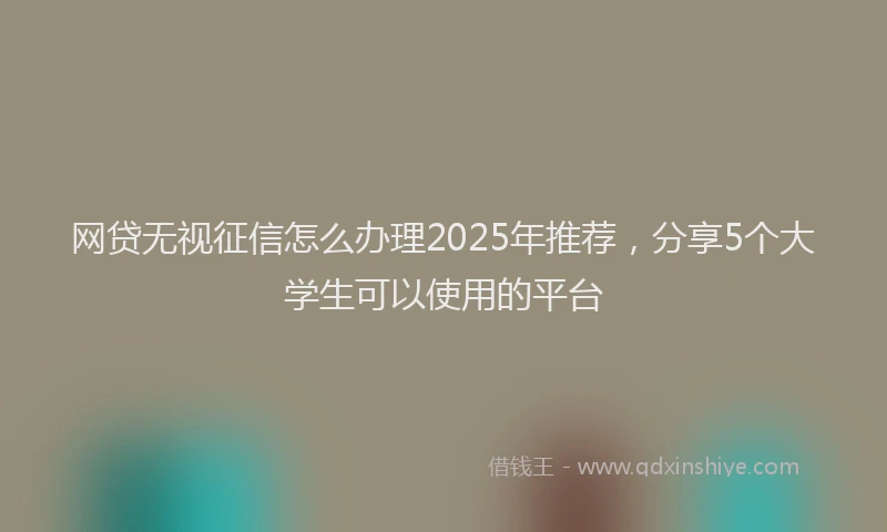 网贷无视征信怎么办理2025年推荐，分享5个大学生可以使用的平台