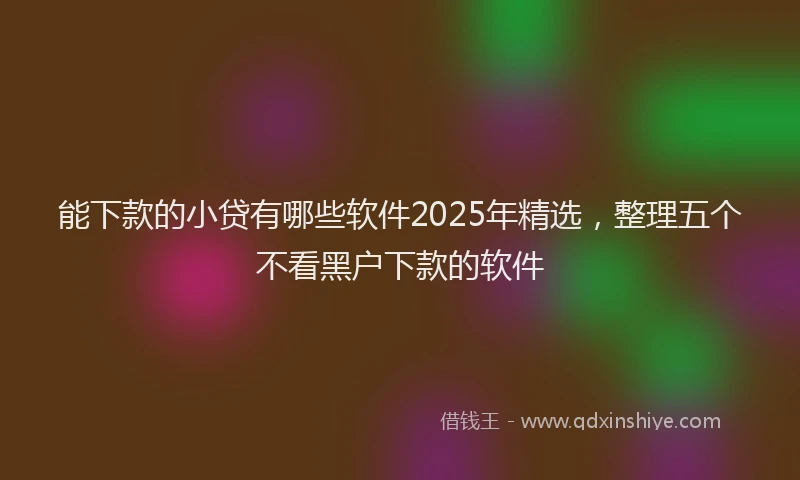 能下款的小贷有哪些软件2025年精选，整理五个不看黑户下款的软件